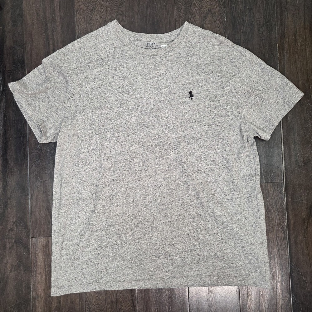 Polo Ralph Lauren Gray Classic Fit T-Shirt Large Blue Cotton Pony Single Stitch